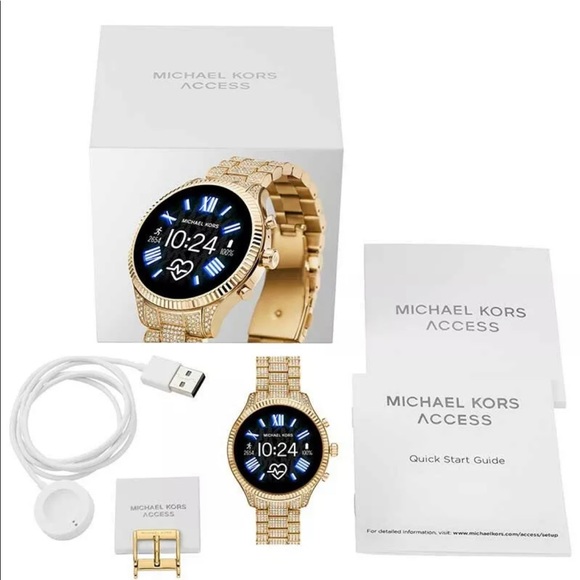 Michael Kors Watch Gen 5 Lexington Gold Tone All Over Pave Smartwatch Mkt5082 - Picture 1 of 3